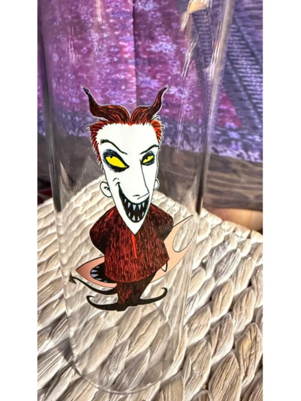 Nightmare Before Christmas “Lock” glass reusable water bottle with a bamboo lid